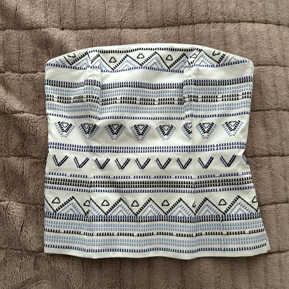 White House Black Market white embroidered tube top